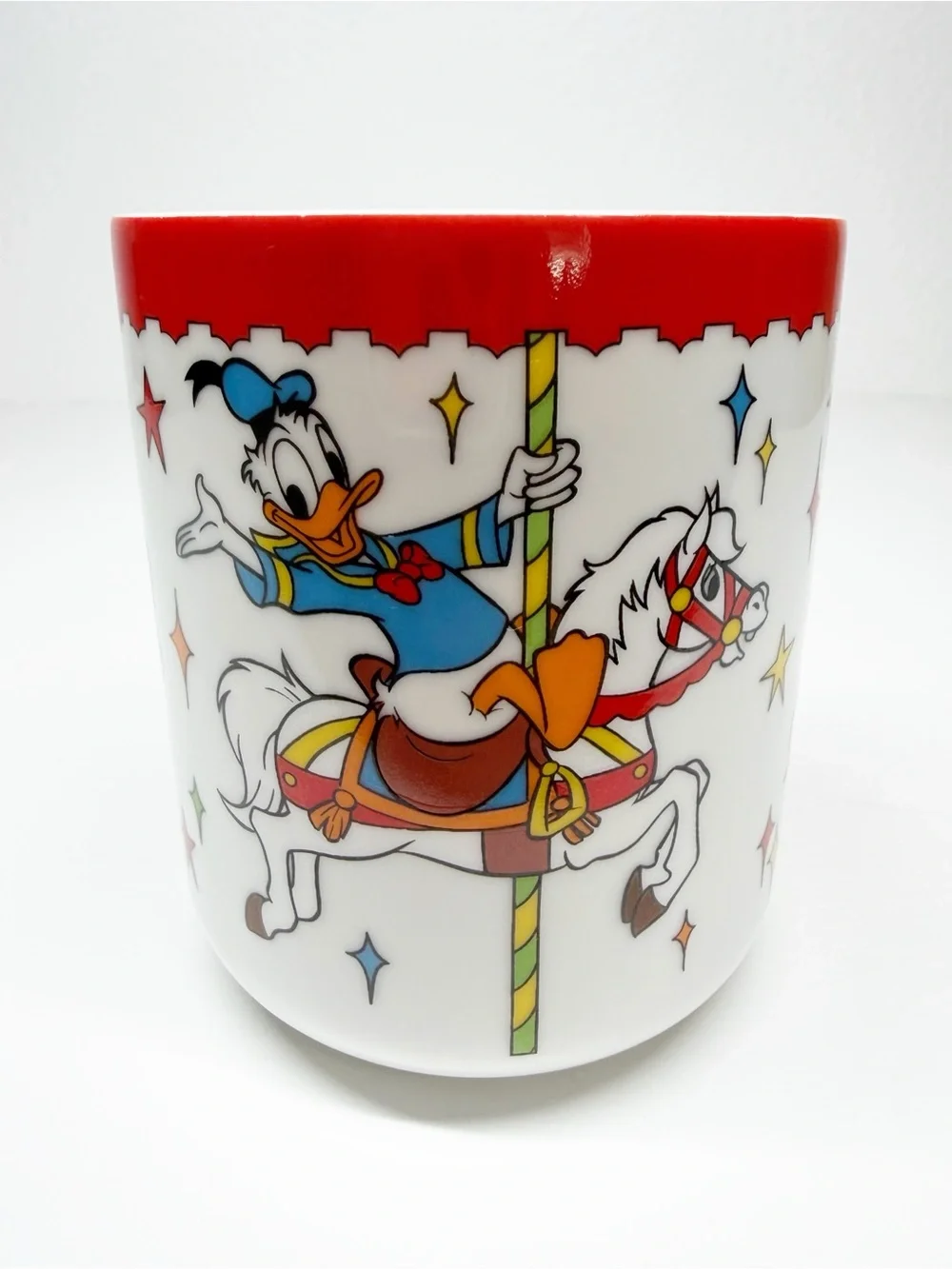 Vintage Japan Disney Mickey Minnie Donald Carousel Merry Go Round Mug